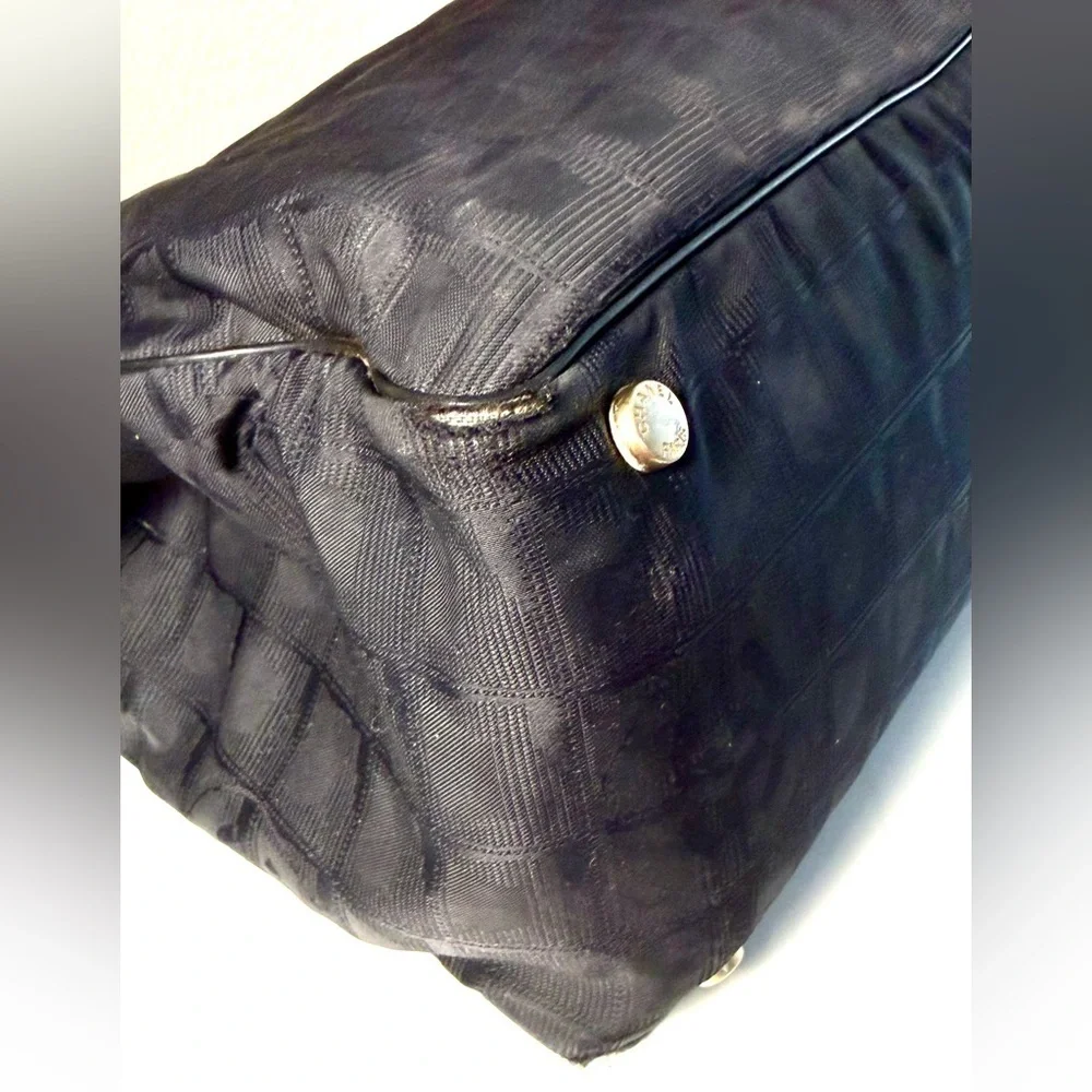 CHANEL Large Travel Line Tote MM Tote Bag Nylon Jacquard Leather
